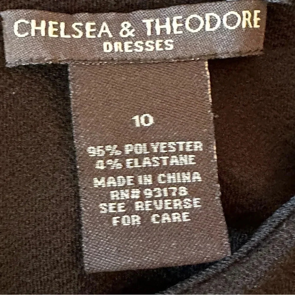 Chelsea & Theodore Embroidered Floral Black Mini Dress Size 10 - Picture 7 of 8